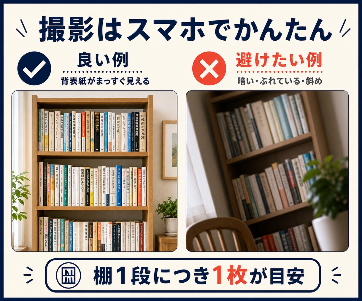 本棚の写真から蔵書リストをお作りします 積んだままの本、何冊あるかご存じですか？一覧表お作ります。 イメージ4