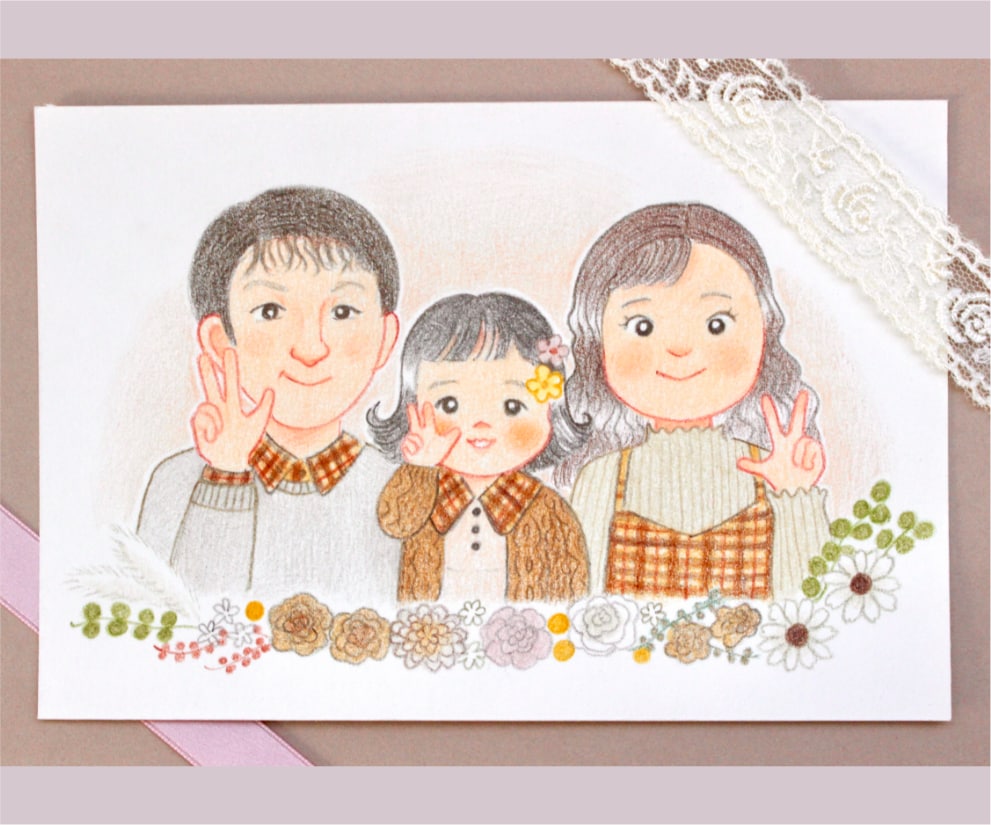 色鉛筆で家族やペットの似顔絵お描きします 背景基本無料&下書き修正何回でも◎原画とデータどちらも納品！ イメージ3