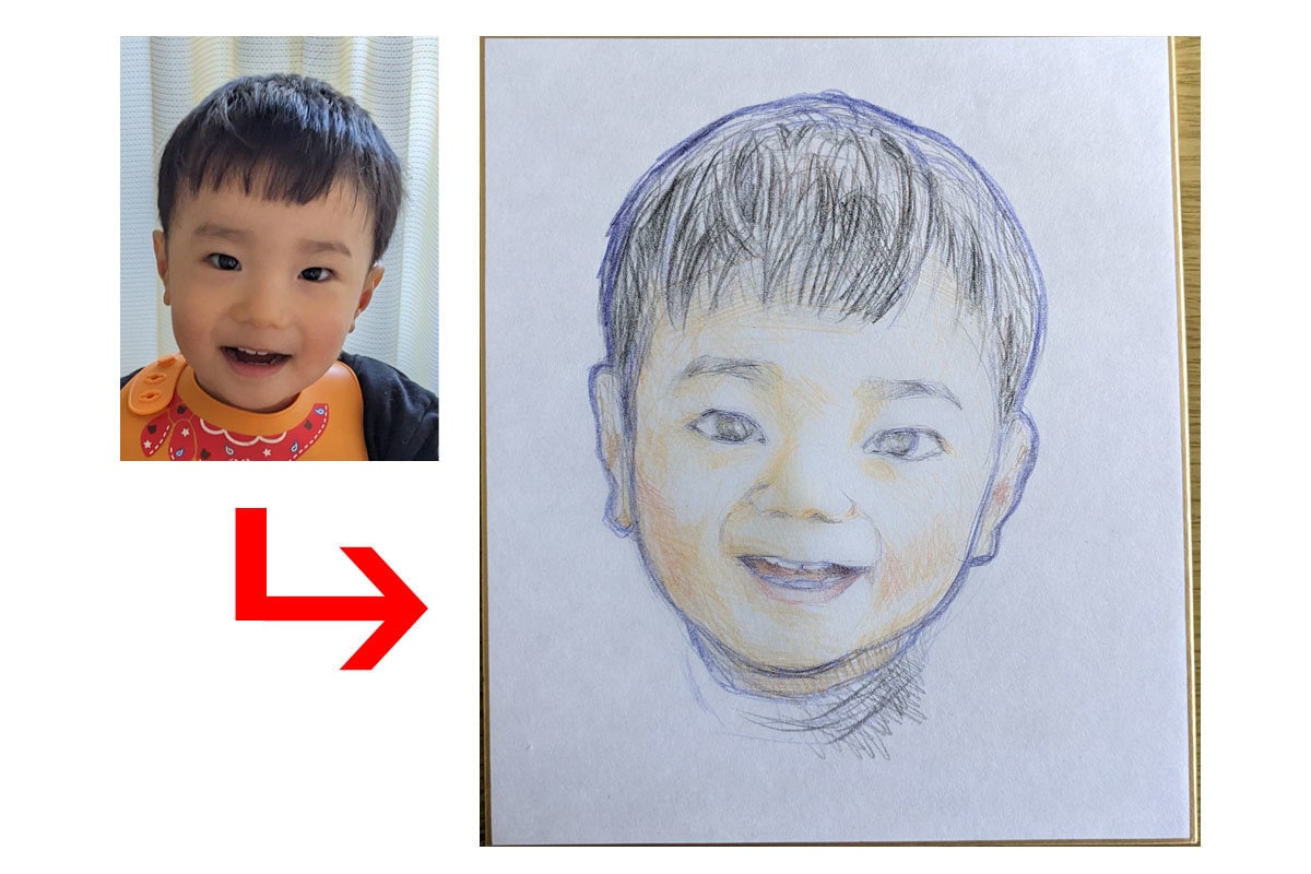 やさしい鉛筆タッチの似顔絵をお描きします 出産祝い・記念日に。心がほっとする色鉛筆の手描きタッチ イメージ3