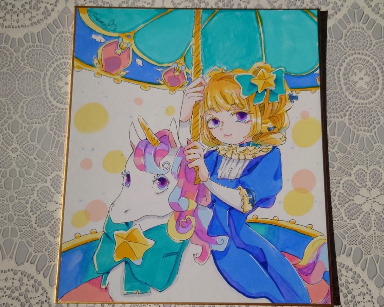 オシャレな雰囲気の色紙イラスト描きます 貴方だけの一点物のイラストをお部屋のインテリアに イメージ6