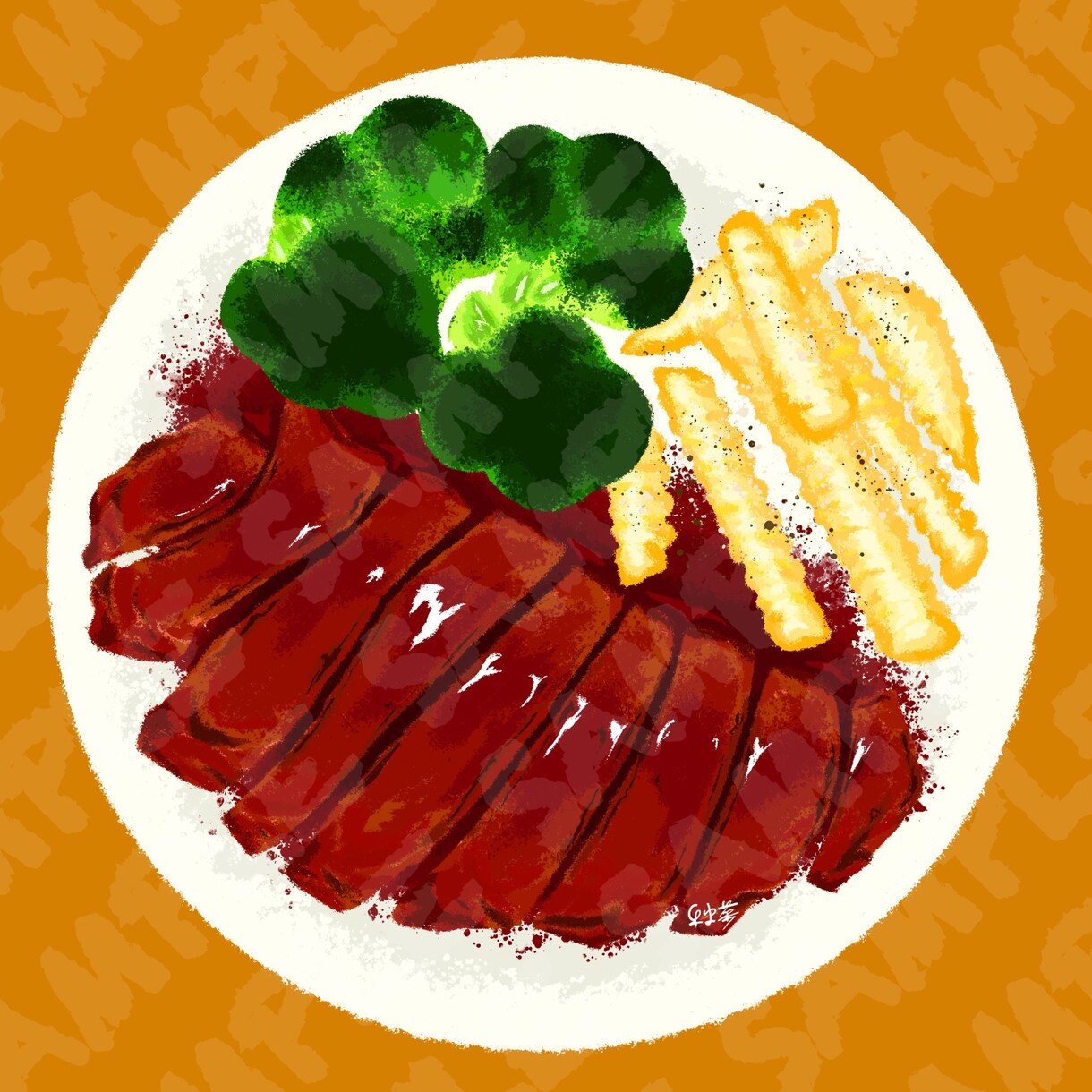 上から見た時の食べ物のイラストを描きます ポップで可愛いイラストをアイコンやメニュー表にいかがですか？ イメージ1