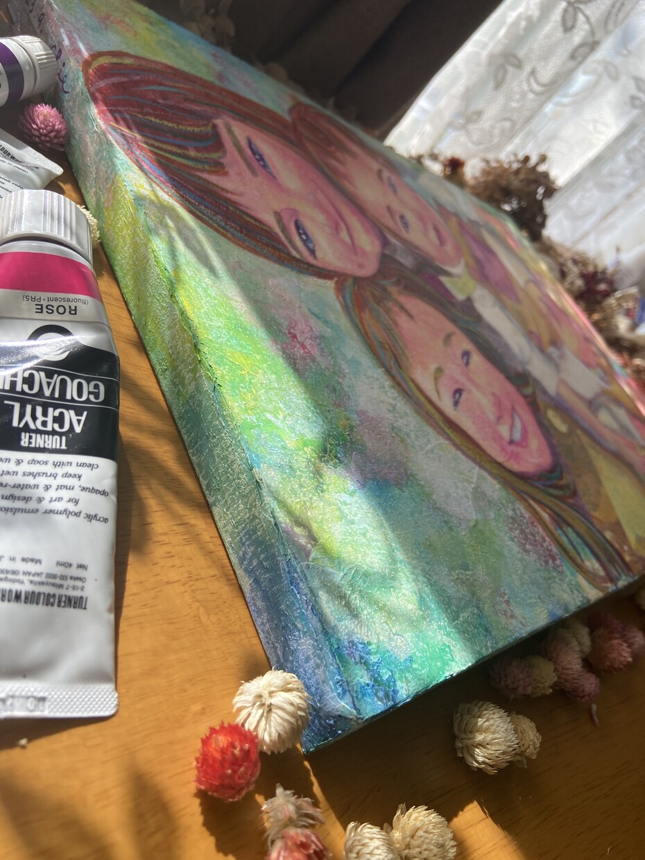 温かくて絵画的✨オシャレでそっくりな似顔絵描きます アクリル画の多彩なカラー、世界に一つの記念になる似顔絵作品 イメージ3