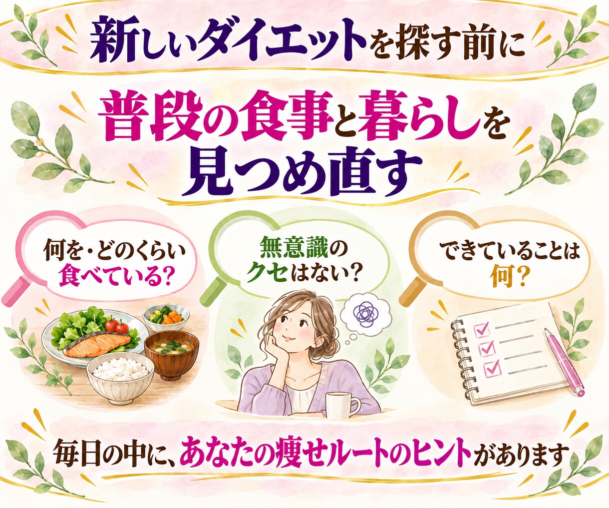 普段の食事からあなたの痩せルートを見つけます 食事と暮らしを一緒に見直す2週間サポート イメージ4