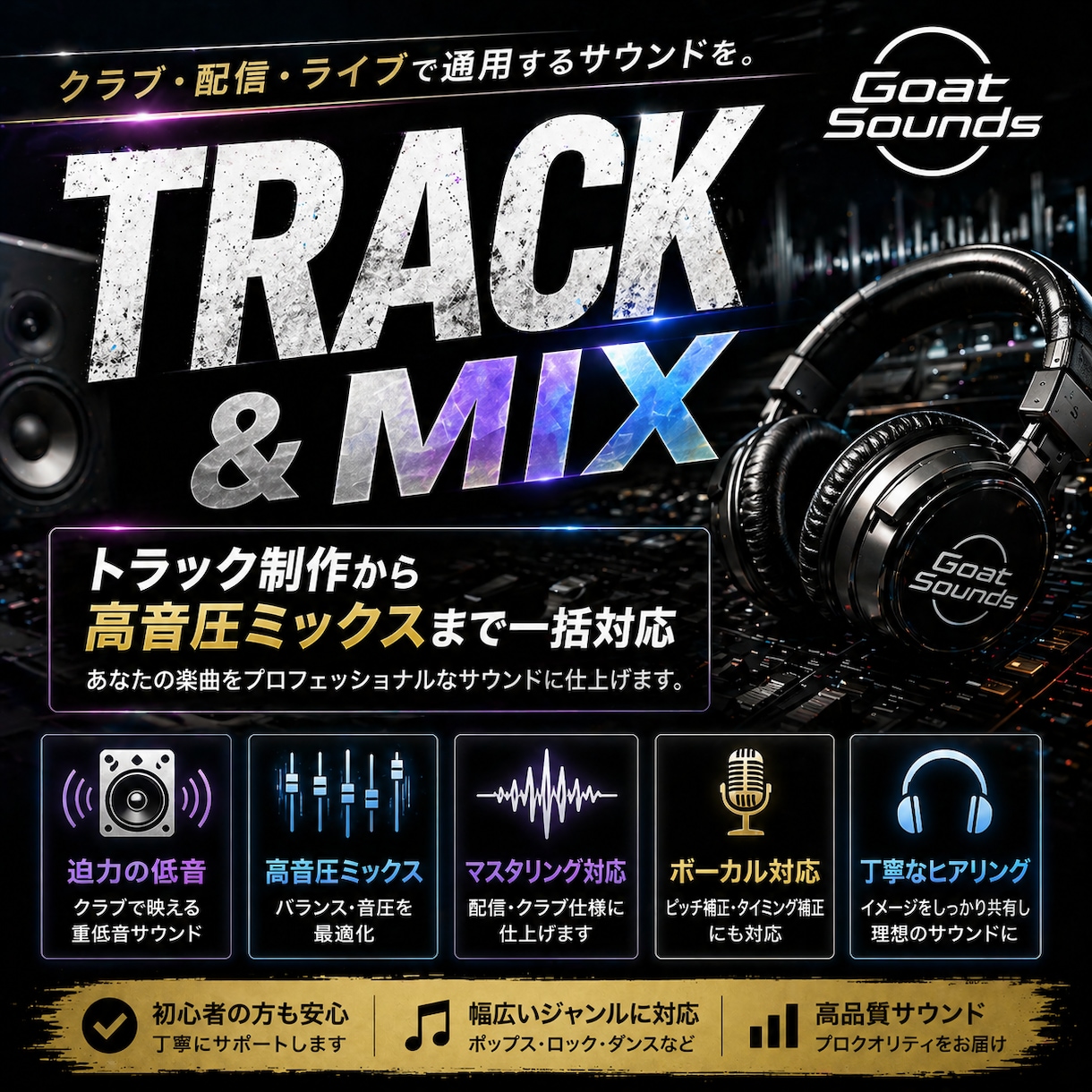 クラブ仕様のトラック制作＆高音圧ミックス承ります 高クオリティEDM、HIP HOP等のトラック制作 イメージ1