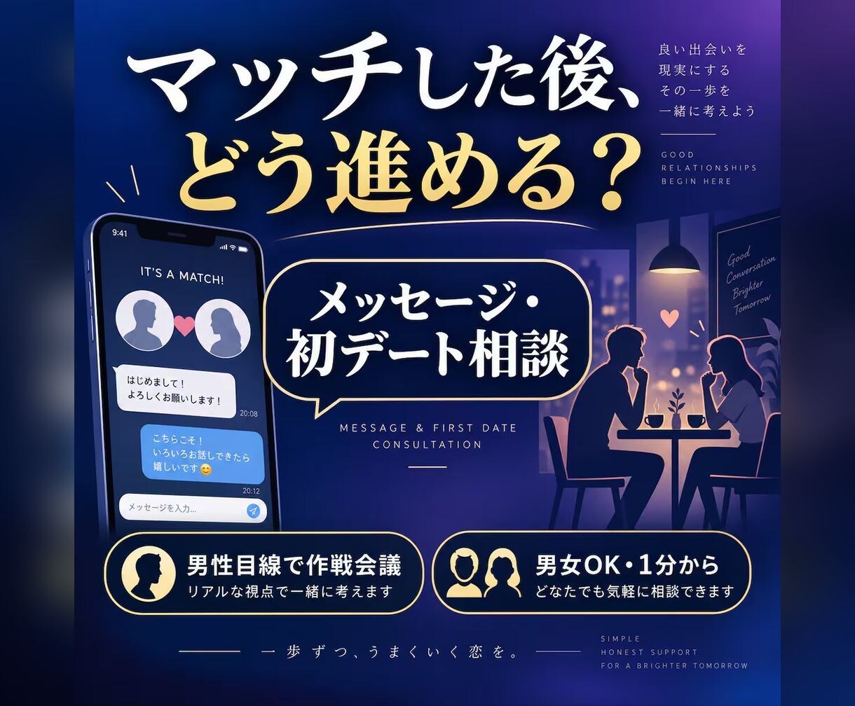 マッチングアプリの連絡とデートを考えます マッチ後の一言・誘うタイミングを男性目線で整理 イメージ1