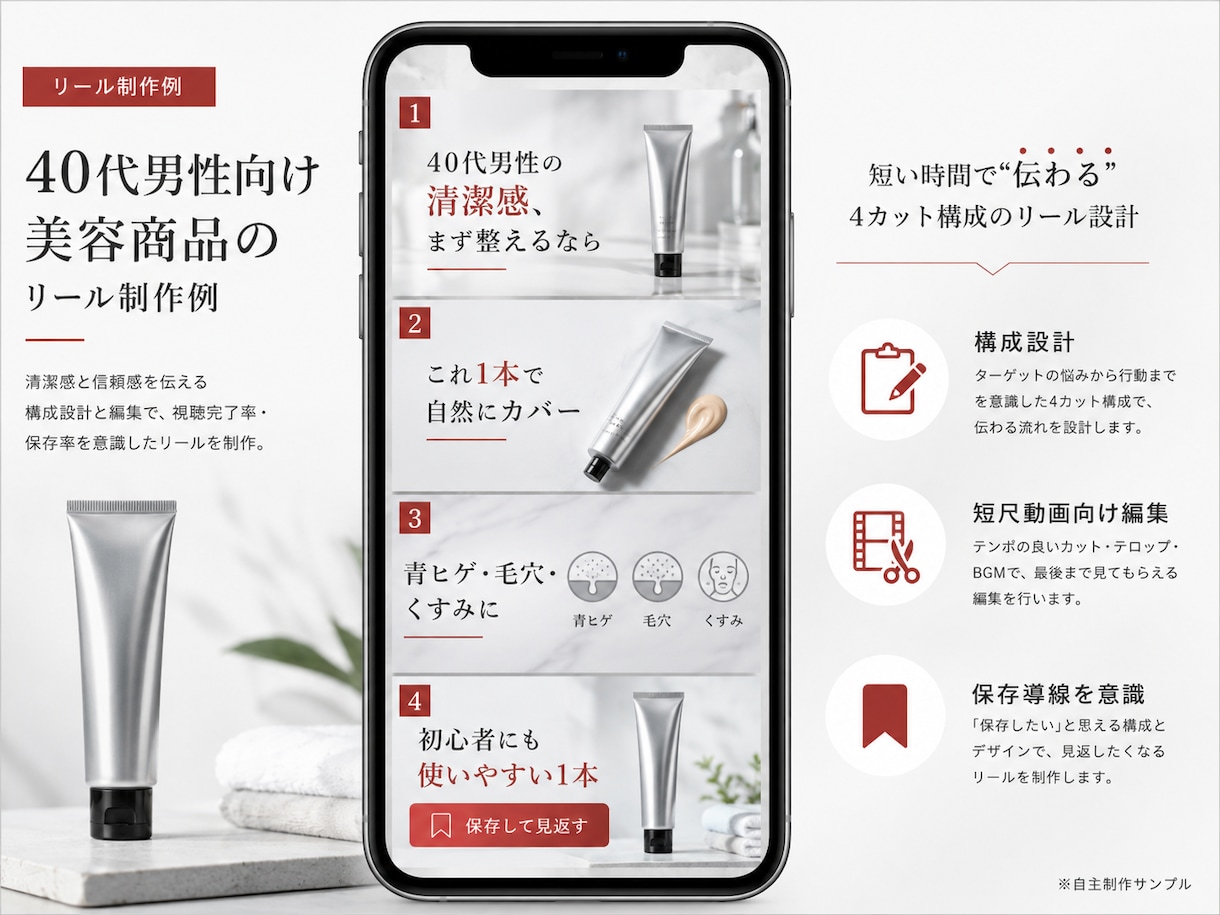 顔出し不要の縦型ショート動画を制作します Instagram・YouTube｜構成・テロップ・BGM込 イメージ1