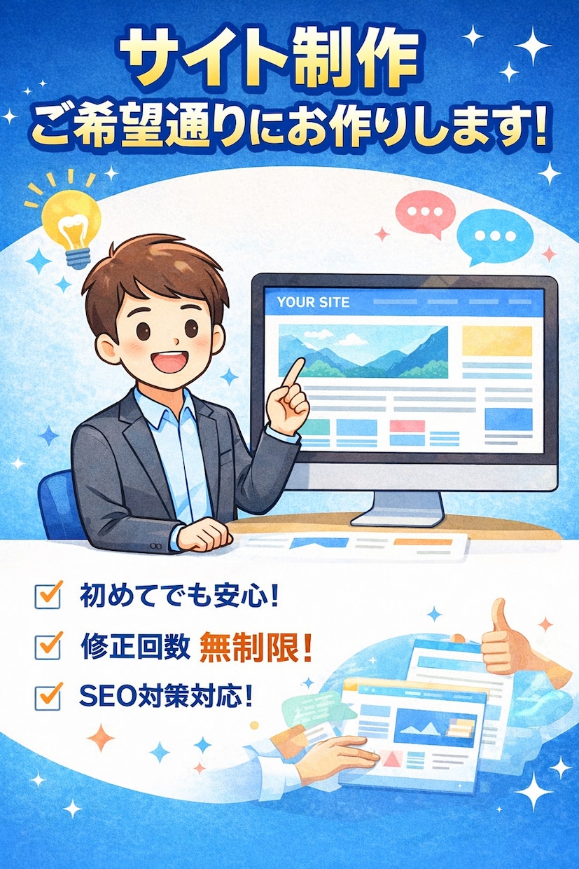 サイト制作、ご希望通りにお作りします サイト制作、なんでも承ります！よろしくお願いします！ イメージ1