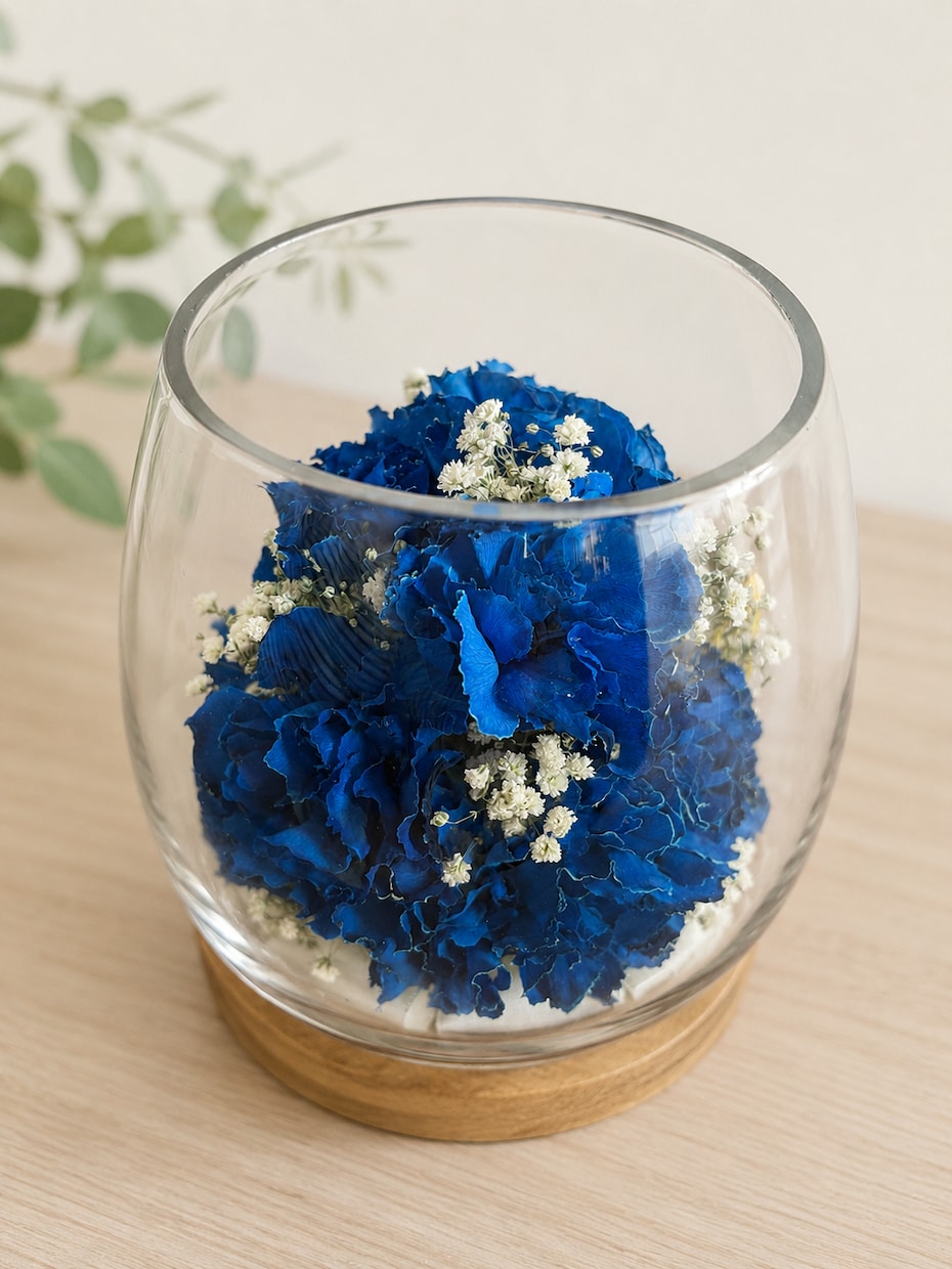 プロポーズの花束ウエディングブーケ記念花を残します 【ポットグラス】 特別な日の花を立体的に保存　ドライ加工 イメージ2