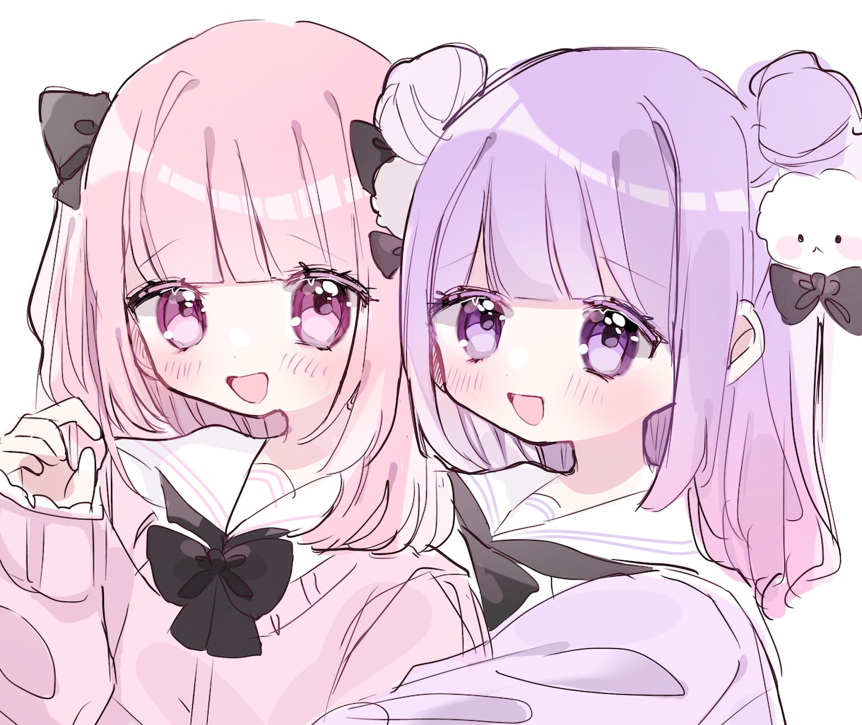 かわいい女の子のイラスト描きます SNSアイコンにぴったりなキラキラな女の子たちを描きます♡