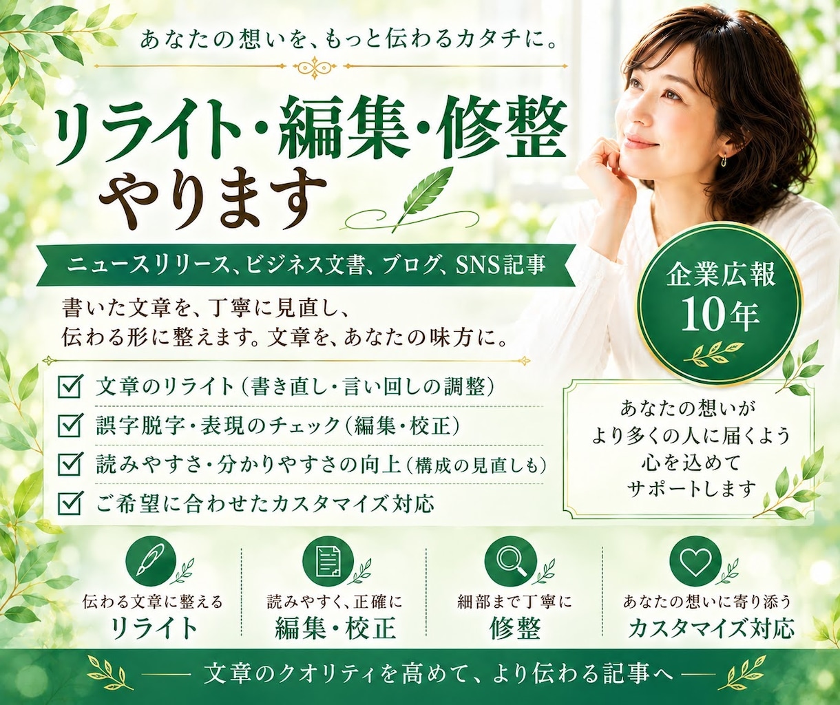 ビジネス記事、SNS記事をリライト・編集します 企業広報・社内周年誌作成等の経験からリライト・編集します イメージ1