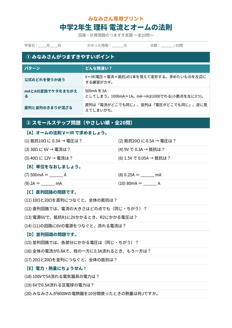 お子さん専用つまずき解消の問題集を作ります 市販ドリルが合わない子に。苦手な単元だけを狙い撃ちする問題集 イメージ6