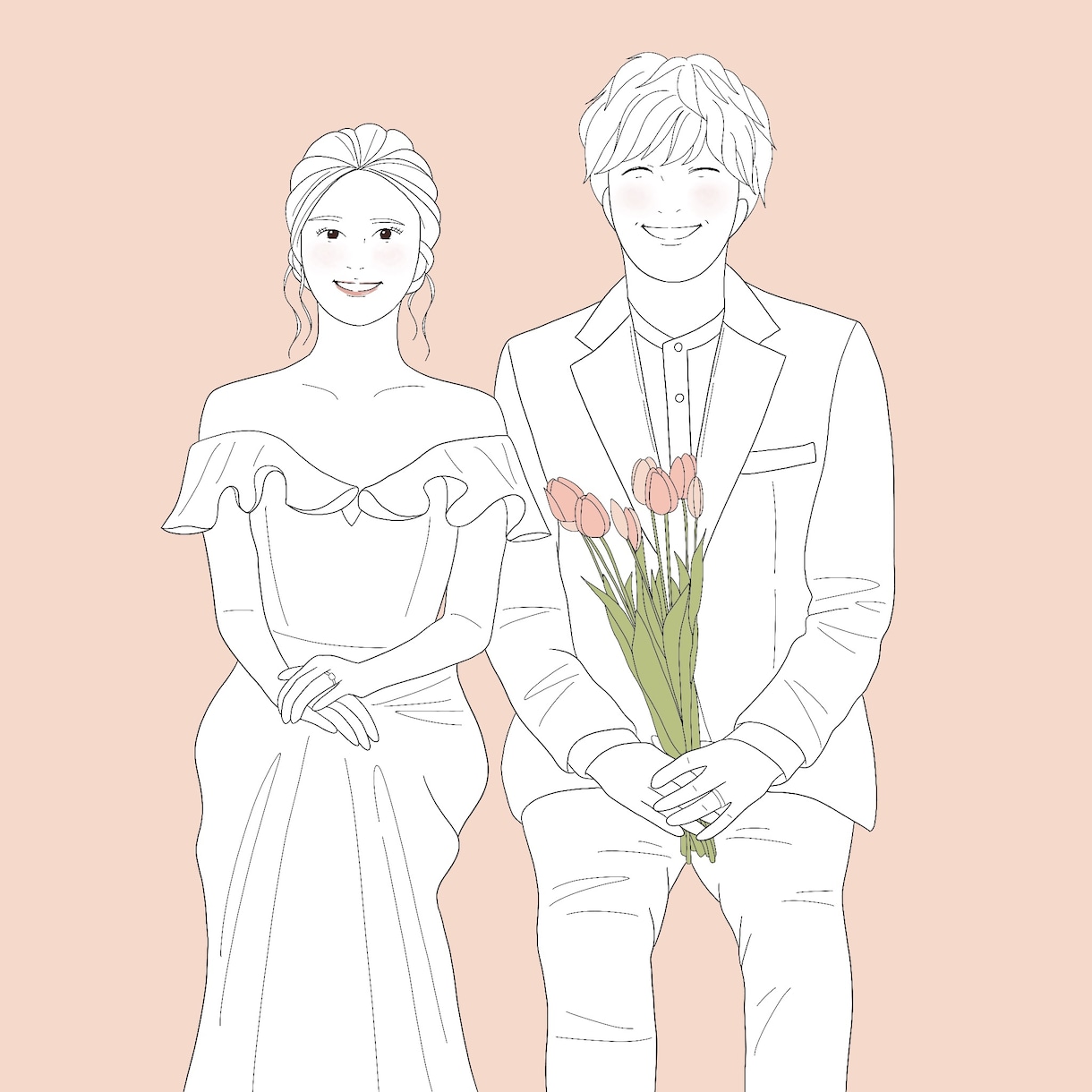 シンプルで可愛い結婚式で使えるイラスト描きます お二人の写真から似ていてもっと可愛いイラストにします！ イメージ2