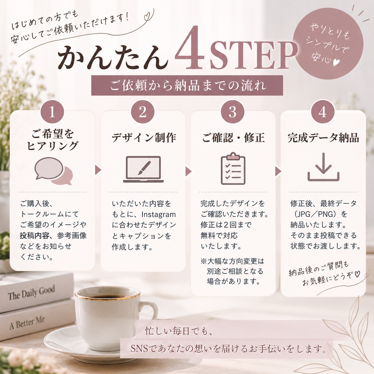 Instagram投稿画像5枚を作成します 忙しい個人店・サロン向けに投稿文まで作成 イメージ4