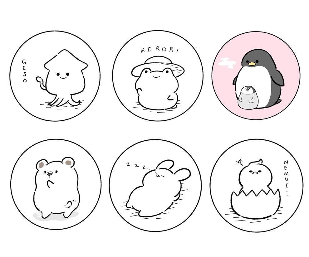 モノクロ&カラー！ゆるかわ線画イラスト描きます 商用利用可！シンプルでかわいいアイコンいかがですか？ イメージ9
