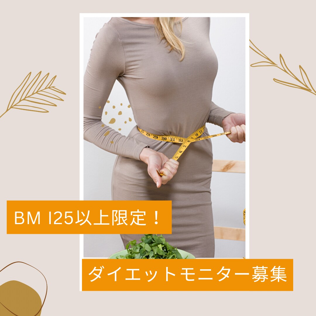 BM I25以上限定！ダイエットモニター募集します 20年の相談から導いた無理なく続く減量法を特別価格でお試し イメージ1