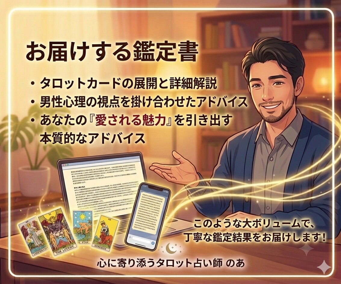 タロット×男性心理で愛され感を取り戻す鑑定をします 不安なあなたへ。タロット×男性心理で彼から愛される未来へ導く イメージ7