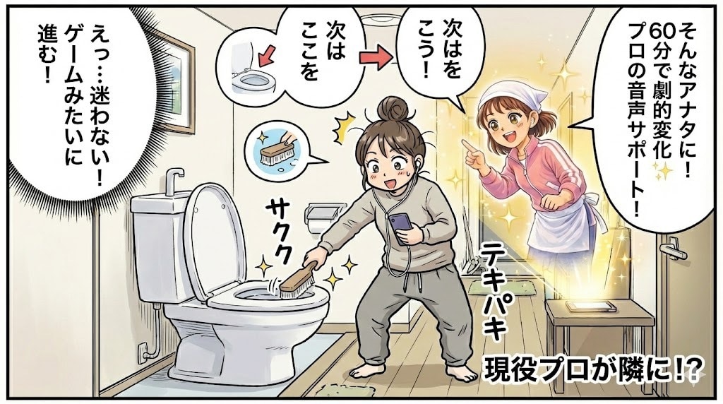 清掃歴16年の現役のプロがトイレ掃除音声を届けます なぜプロの掃除は早いのか？音声を聞いてその魔法が再現できます イメージ5