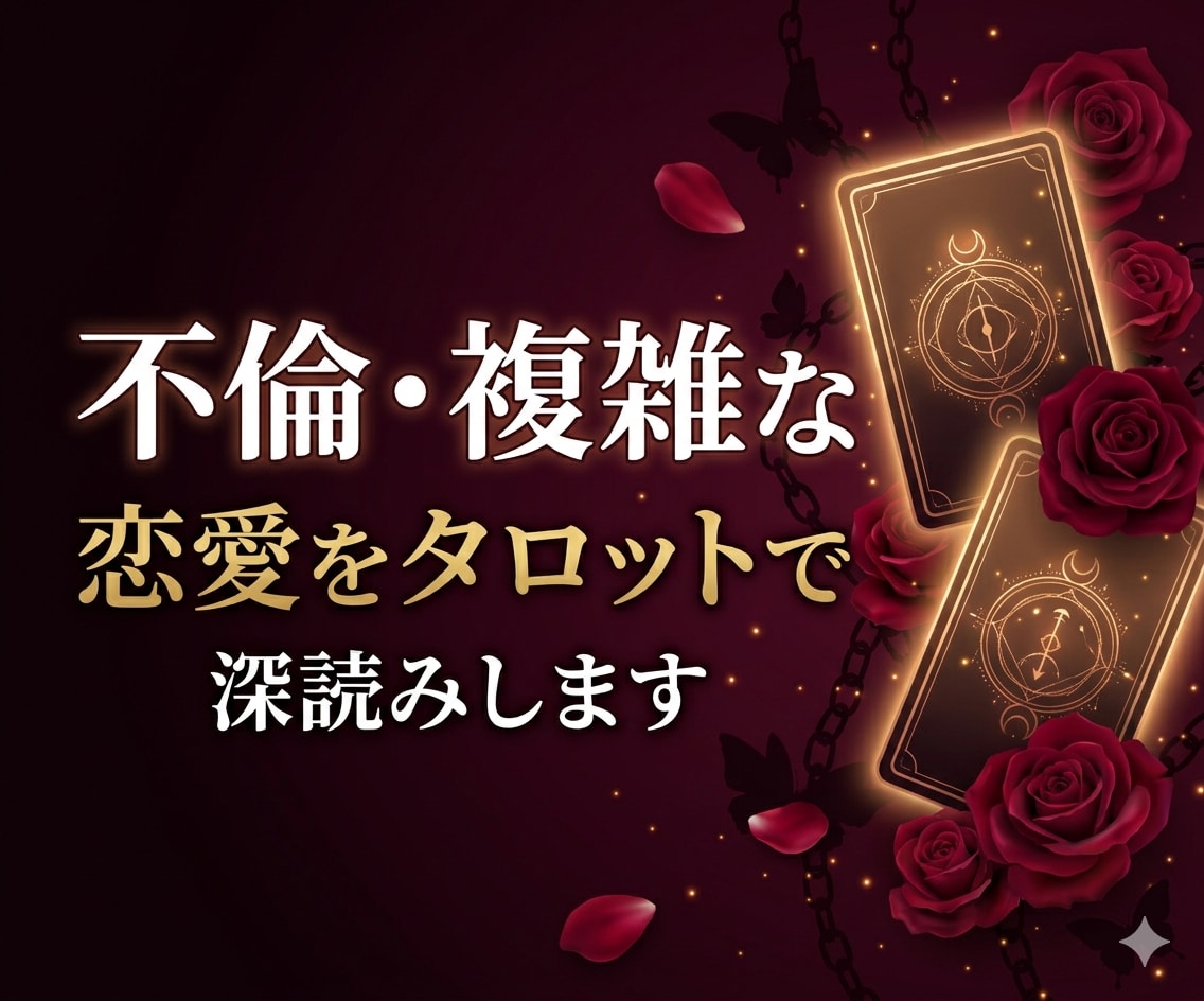 不倫・複雑な恋愛をタロットで深読みします 誰にも言えない恋の本音をカードが教えます イメージ1