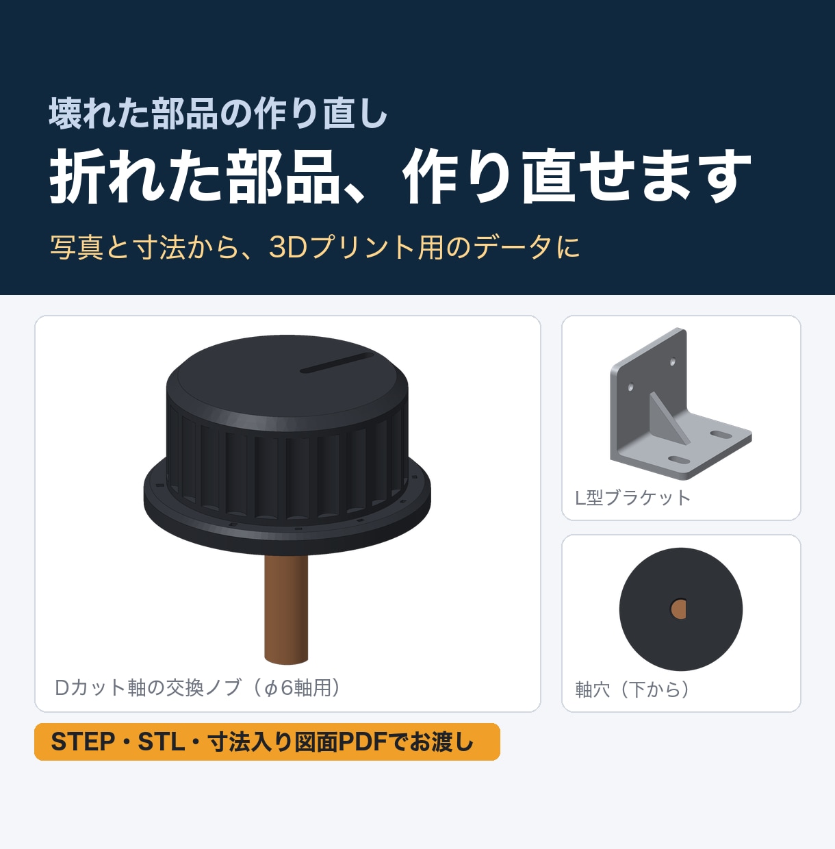 壊れた部品を3Dプリント用のSTLデータにします 写真と寸法から作り直し。合わなければすぐ調整 イメージ1