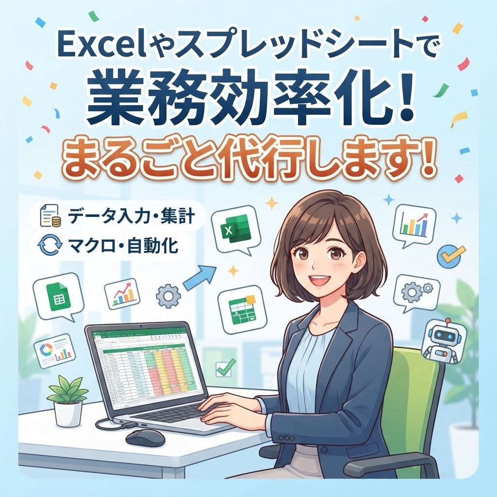 Excel、スプレッドシート整頓代行します テンプレ作成、既存Excel改修、関数、マクロ自動化など イメージ1