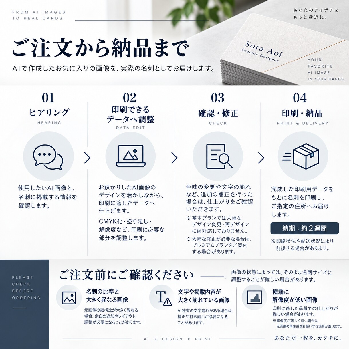 AIで作成した名刺画像を実際に使える名刺にします デザイン実務７年目のデザイナーが入稿データを作成し印刷します イメージ4