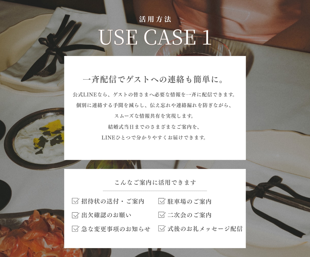 追加料金なし！結婚式向け公式LINEを構築します 招待状・出欠確認・写真共有もできる結構式LINEで自動化！ イメージ5