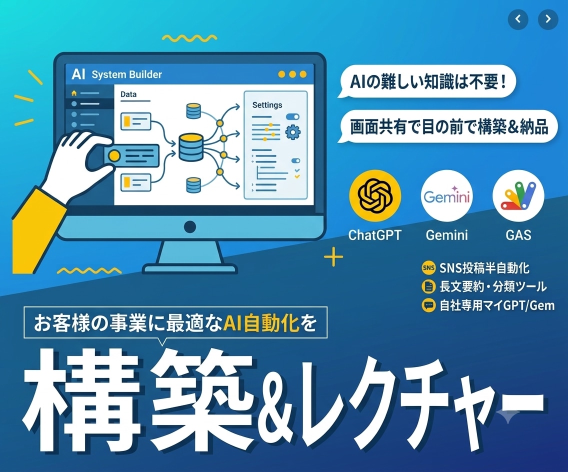 業務効率UP❗あなた専用の時短AI活用方、作ります 業務内容・お悩みに合わせ、最適なAI活用ツールを構築！ イメージ1