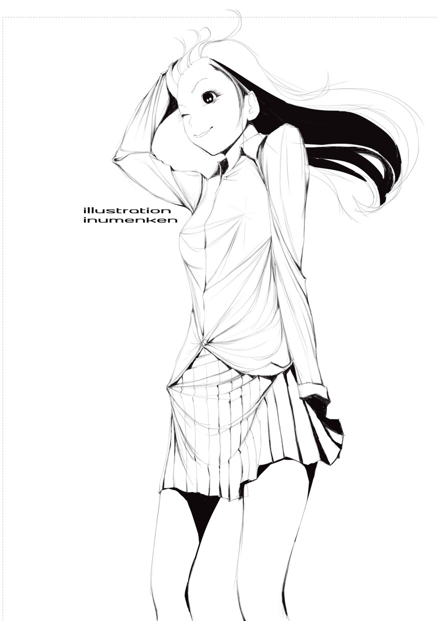 女子の白黒の漫画的な線画描きます ツイッター_キャス画_ユーチューブ_AKB_アイドル生誕祭 イメージ5
