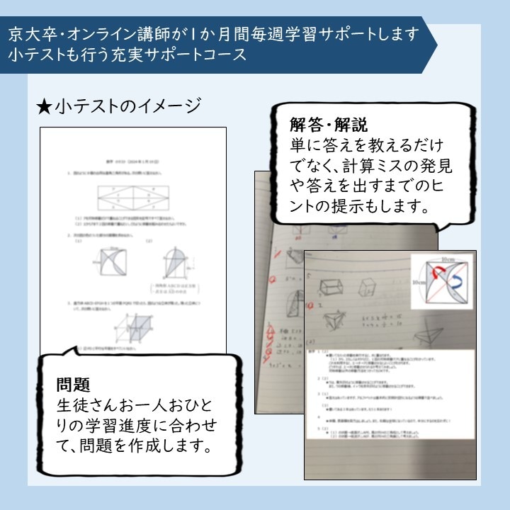 京大卒オンライン講師が1か月毎週学習サポートします 小テストも行う充実サポートコース イメージ3