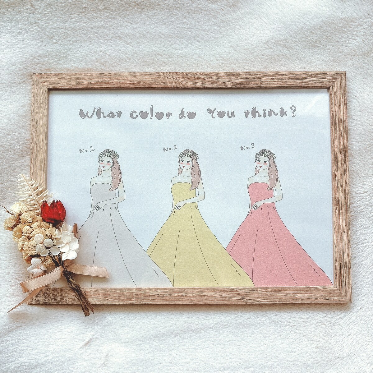 結婚式のドレス色当てクイズイラストお描きします カラードレス12色のお色味から選べます❤︎可愛い結婚式に イメージ3
