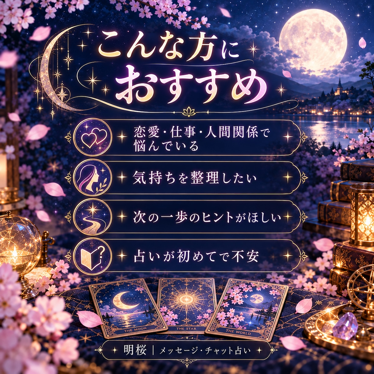 今の悩みと次の一歩をタロットで占います お悩みに合わせて必要なカードを丁寧に読み解きます イメージ2