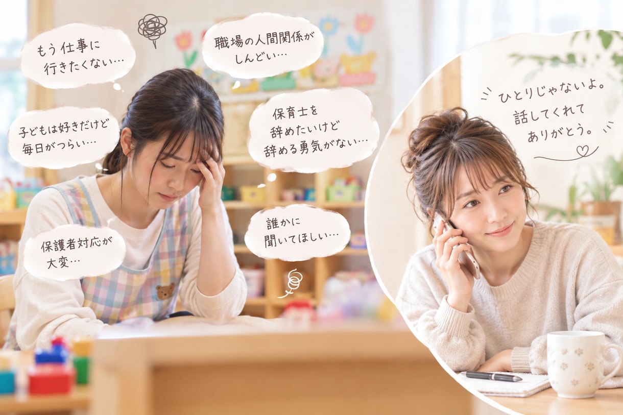 仕事が辛い保育士さんのお話しをききます 元保育士だからこそわかる、保育士ならではのお悩みを聞きます。 イメージ1