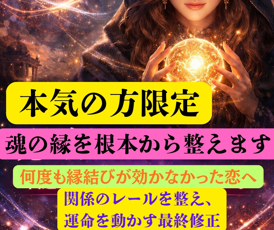 本気の方限定。魂の縁を根本から整えます “関係のレール”を整え、運命を動かす最終調整を行います。 イメージ1