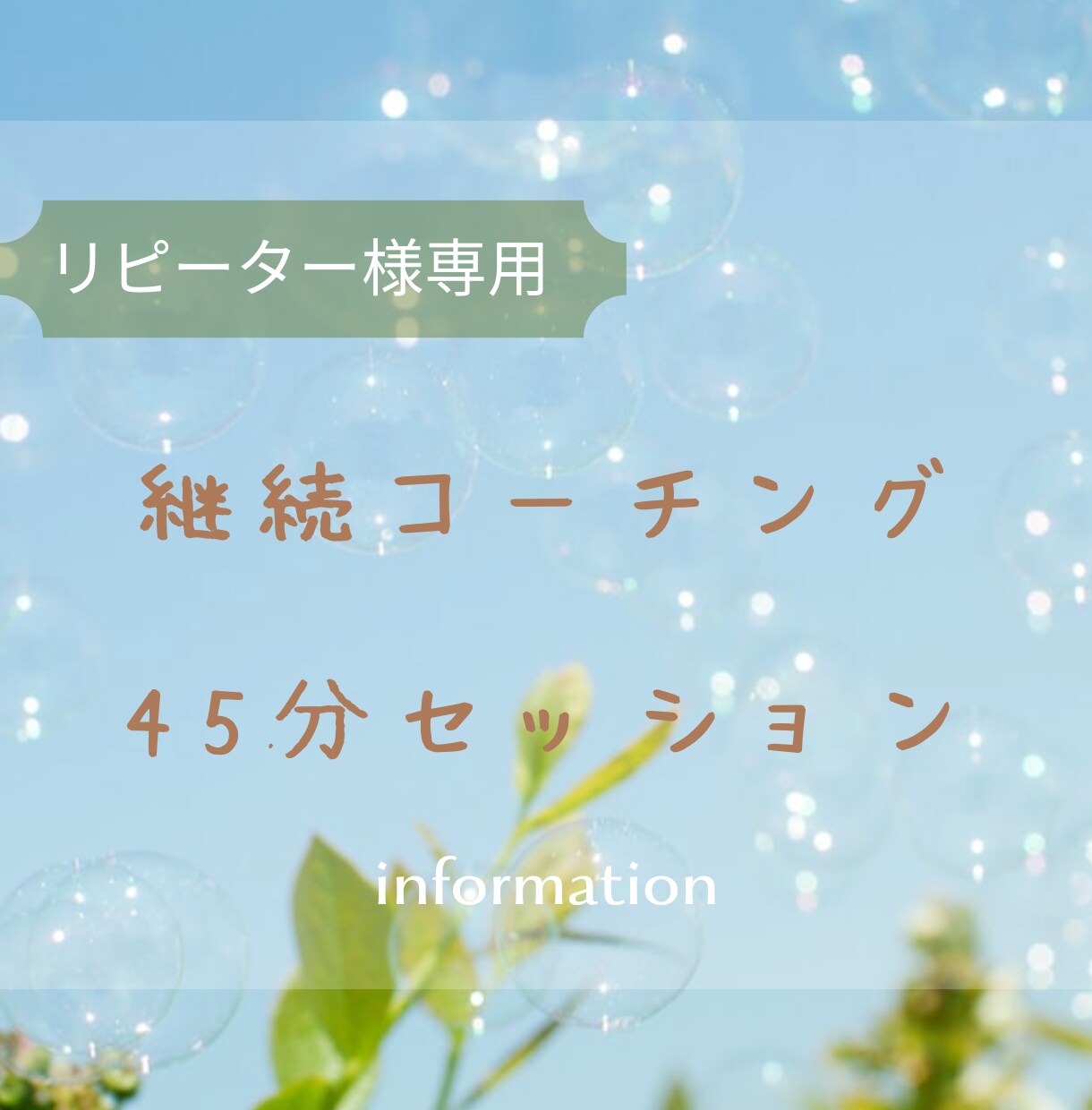ナチュラルコーチングで継続セッションします リピーター様限定の継続オーダーメイドセッション イメージ1