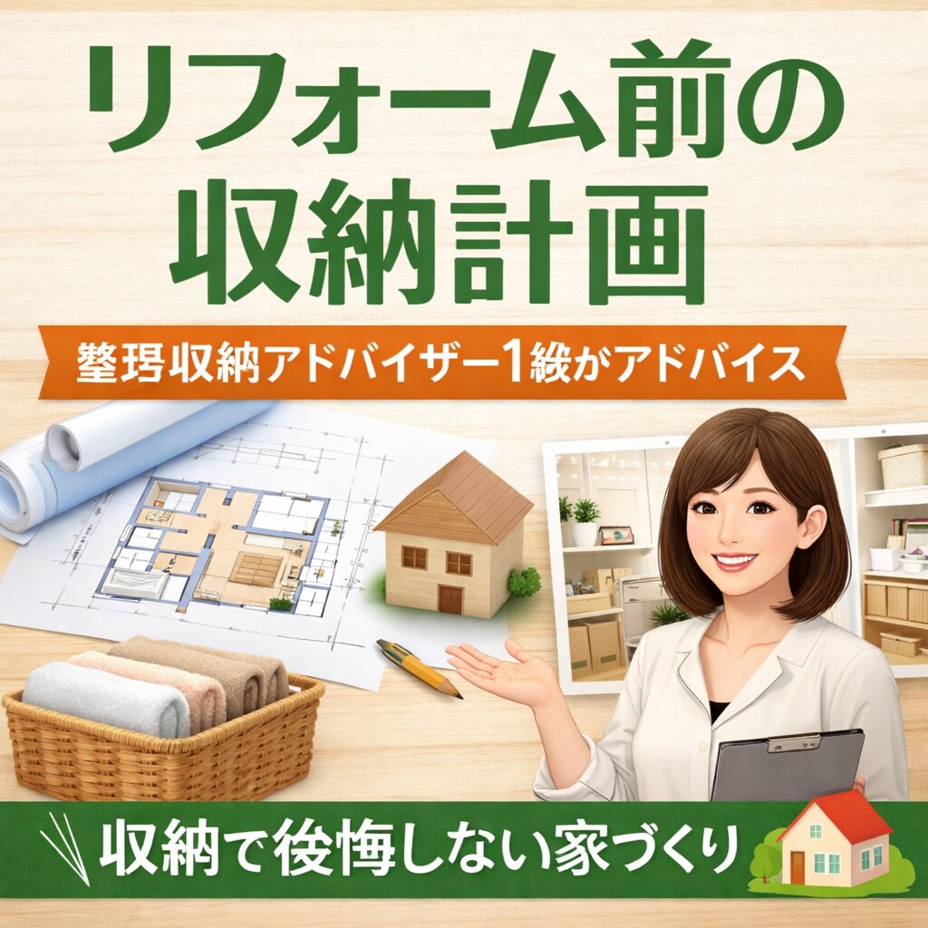 リフォーム前に！収納計画を整理収納アドバイスします リフォーム前に物の量と収納を一緒に整理します イメージ1