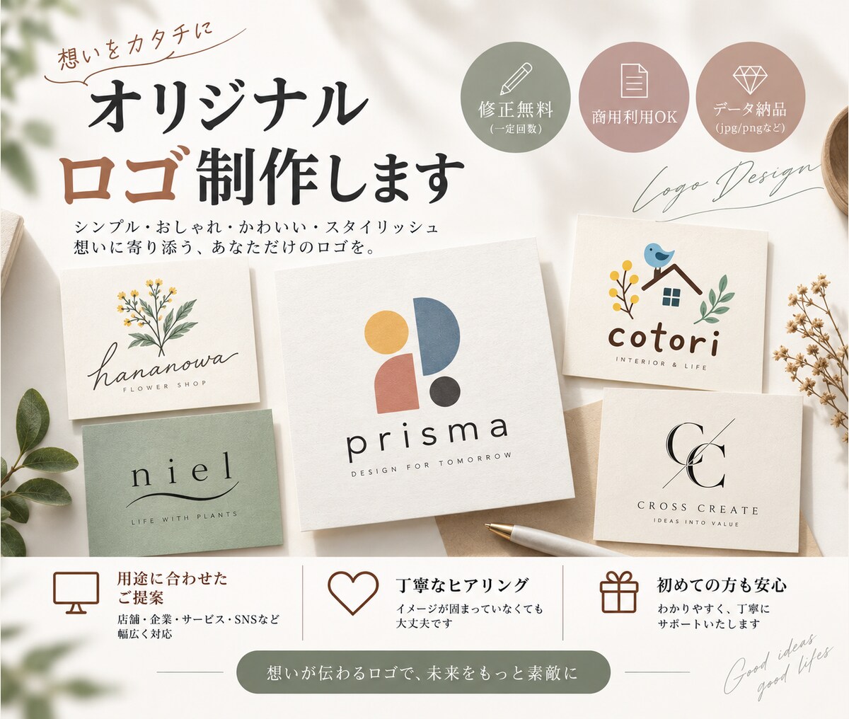 あなたのイメージに合ったロゴを作ります かわいい・ナチュラル・スタイリッシュなど幅広いテイストok イメージ1
