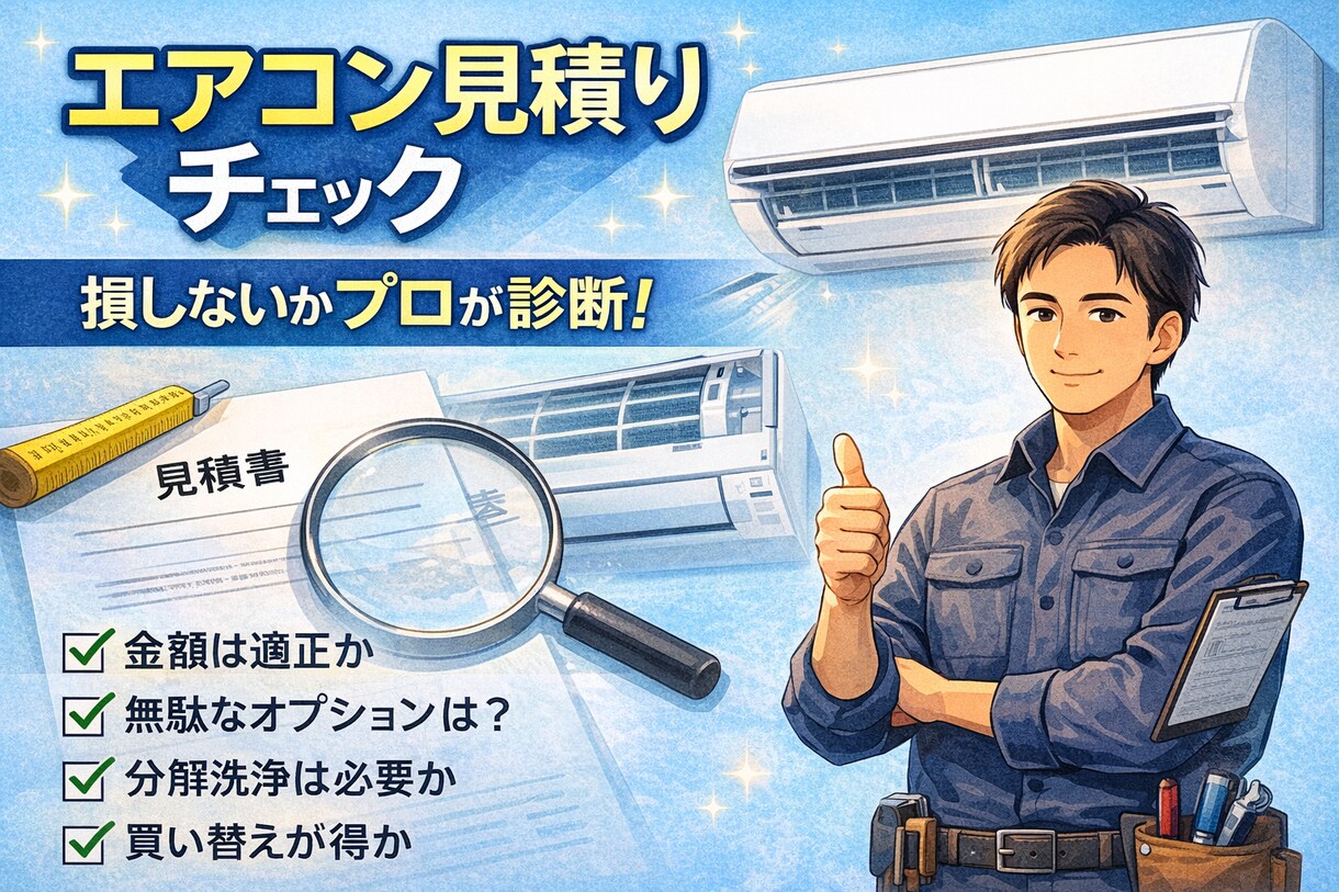 エアコンクリーニングの見積りをプロの目で診断します その契約、ちょっと待ってください。損する前にプロが確認します イメージ1