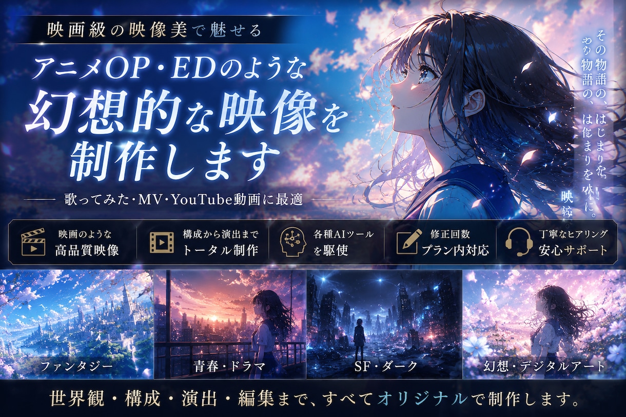 心を惹き込むアニメOP・ED風映像を制作します オリジナルストーリー演出にも対応 イメージ1