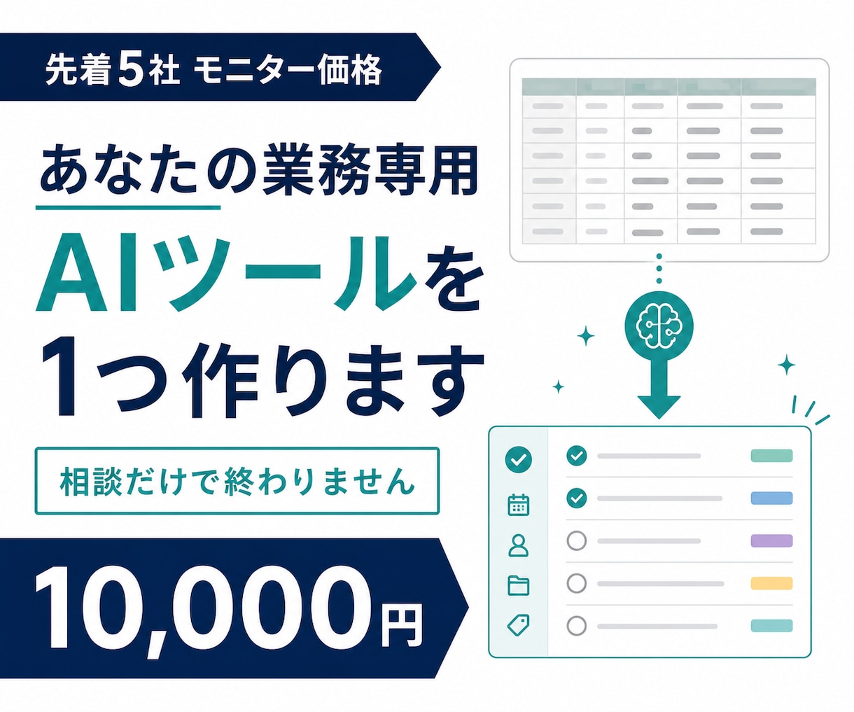 御社の業務専用のAIツールを作ります 相談だけで終わらず、実際に使える形で納品します イメージ1
