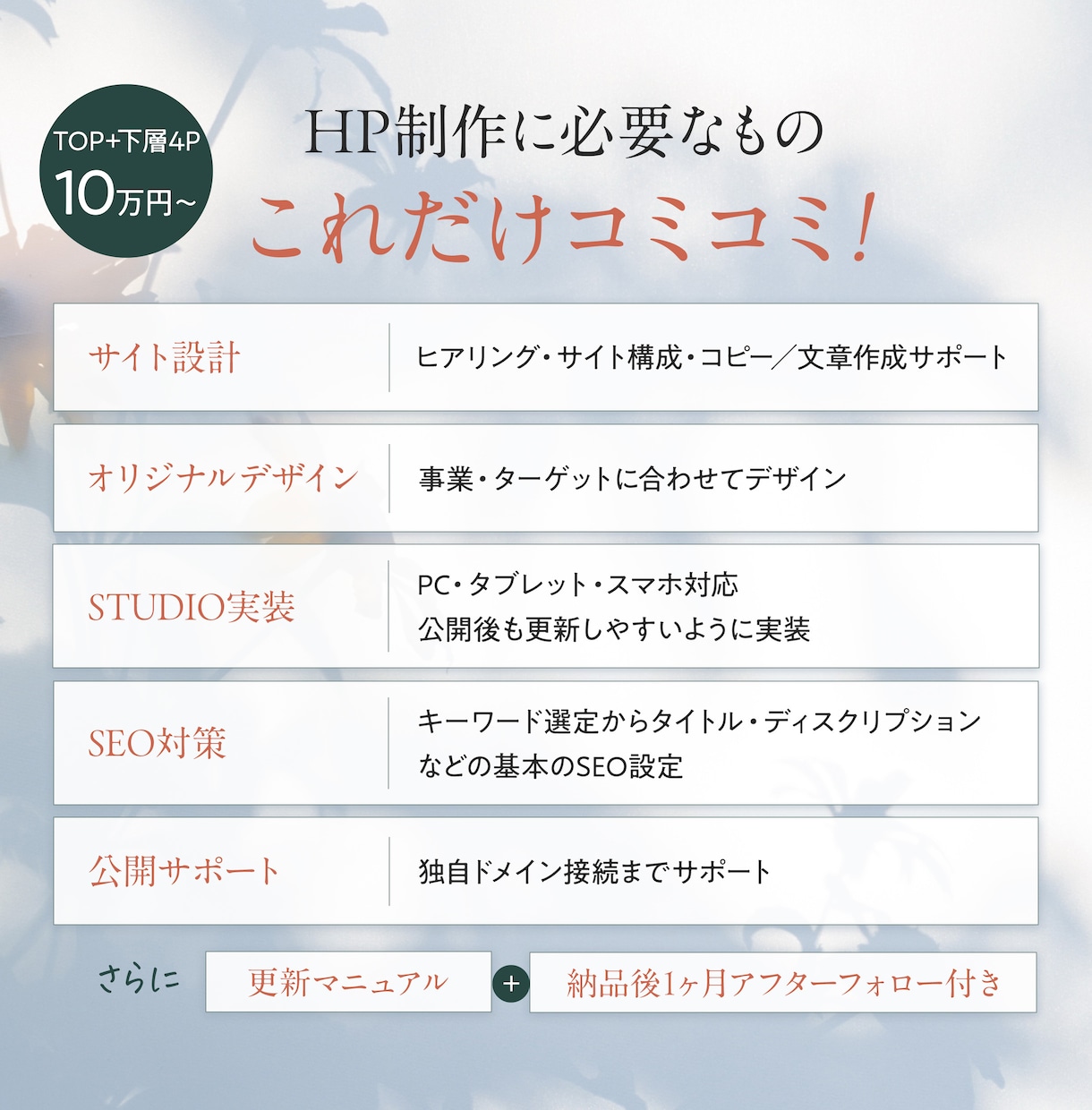STUDIOで集客するホームページを制作します 5P 10万円〜｜構成・文章・SEO・スマホ対応までサポート イメージ2