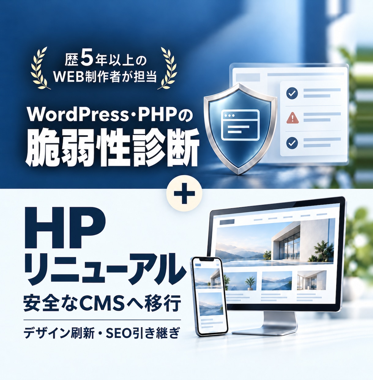WordPressから安全なCMSへ移行します 脆弱性診断つき｜デザイナーがHPを丸ごとリニューアル イメージ1