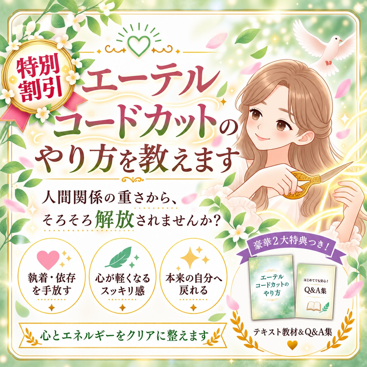 スピリチュアル講座┃エーテルコードカットを教えます 全56P・18,000字超のテキスト教材┃アチューメントつき イメージ1