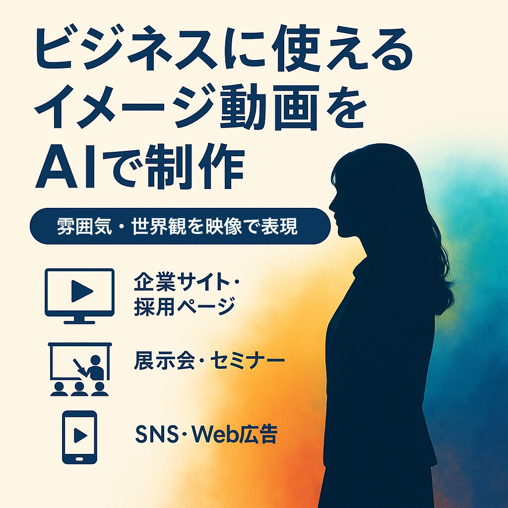 ビジネスに使えるイメージ動画をAIで制作します あなたのサービスやブランドの「世界観」を映像で伝えませんか？ イメージ1