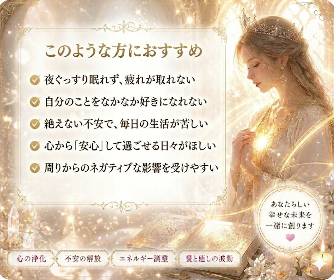 白魔術✦魂の浄化ヒーリング✦安心と幸福を届けます 夜ぐっすり眠れない心を整え、高次元結界でネガティブを遮断 イメージ2