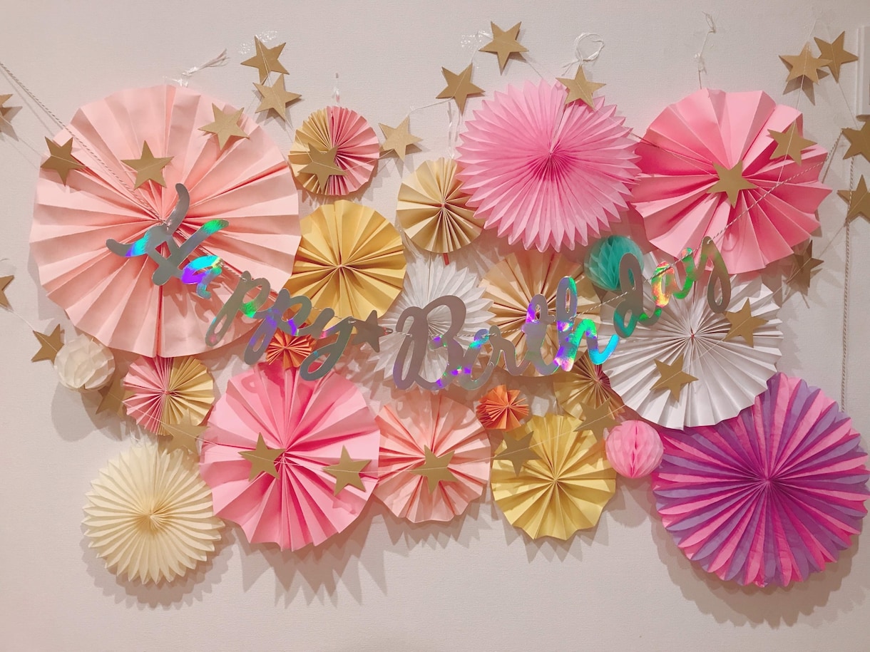 自宅で可愛く簡単に★☆パーティーデコ教えます 画像載せた壁面デコレーションの作り方を教えします♫ イメージ2