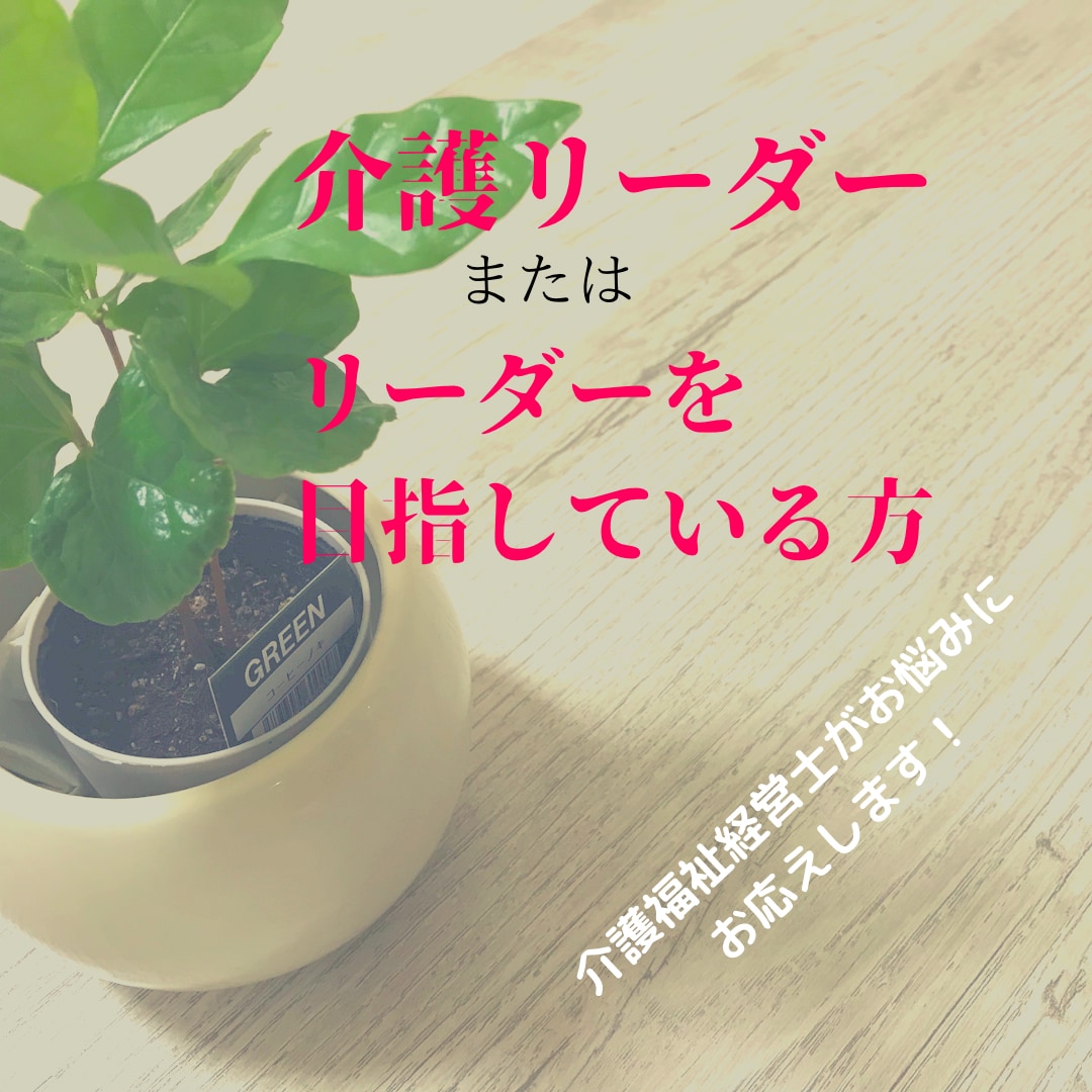 介護リーダー又は目指している方の悩みにお応えします 解決\(^-^)/介護福祉経営士が分かりやすくアドバイス！ イメージ2
