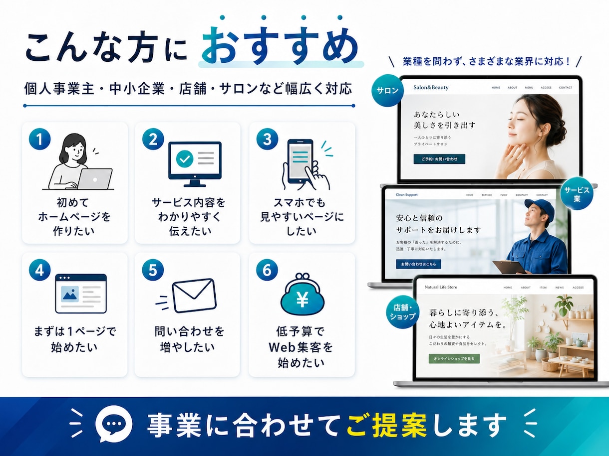 シンプルで伝わるWebページ・LPを作成します 見やすく伝わるホームページを作成します イメージ2