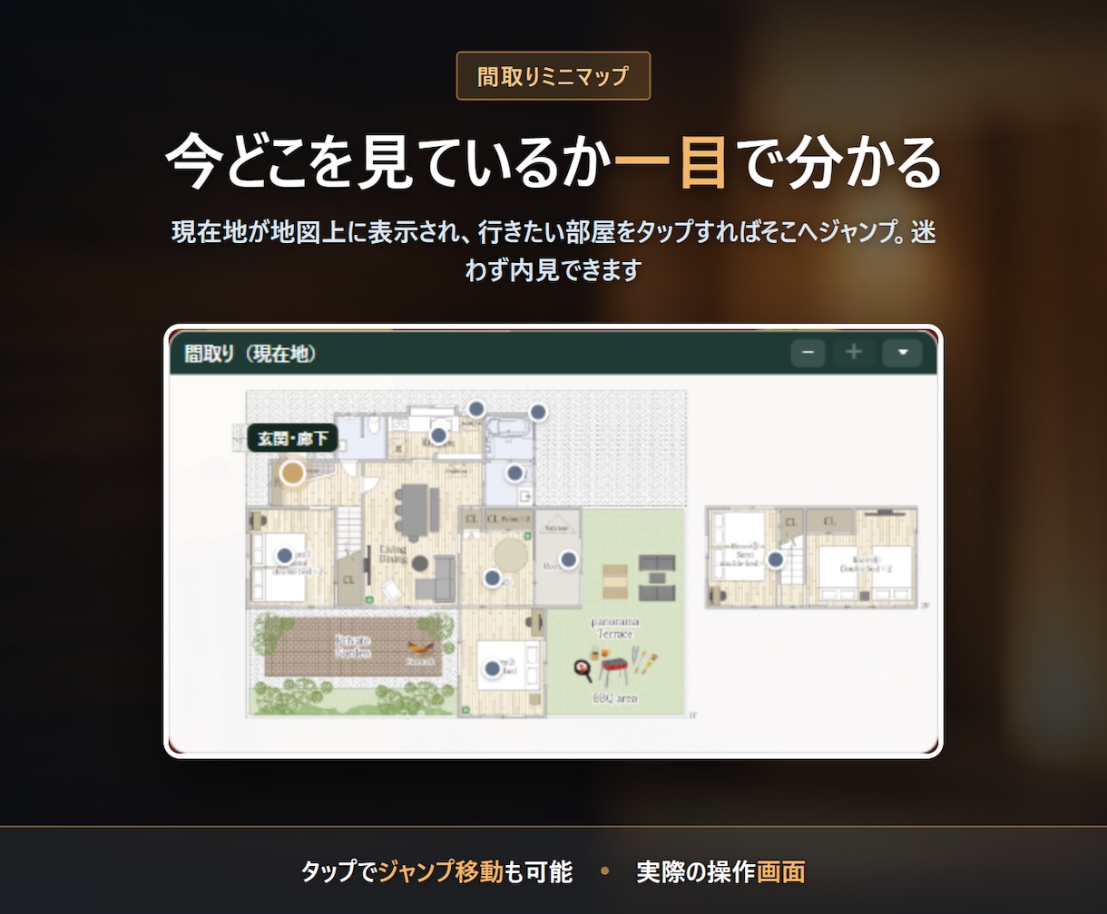 画像を送るだけ360度バーチャル内見ツアー作ります 間取りミニマップ・自動ツアー付き。実運用中の実例つき イメージ3