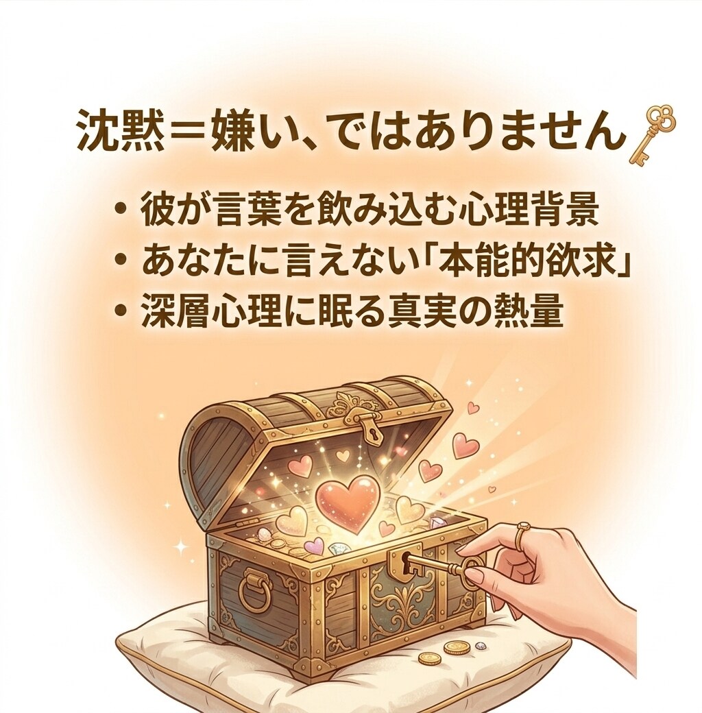 彼の沈黙の理由を霊感タロットで、本気度を伝えます 今だけ公開。彼が言葉にできない「あなたへの渇望」を魂から解読 イメージ3