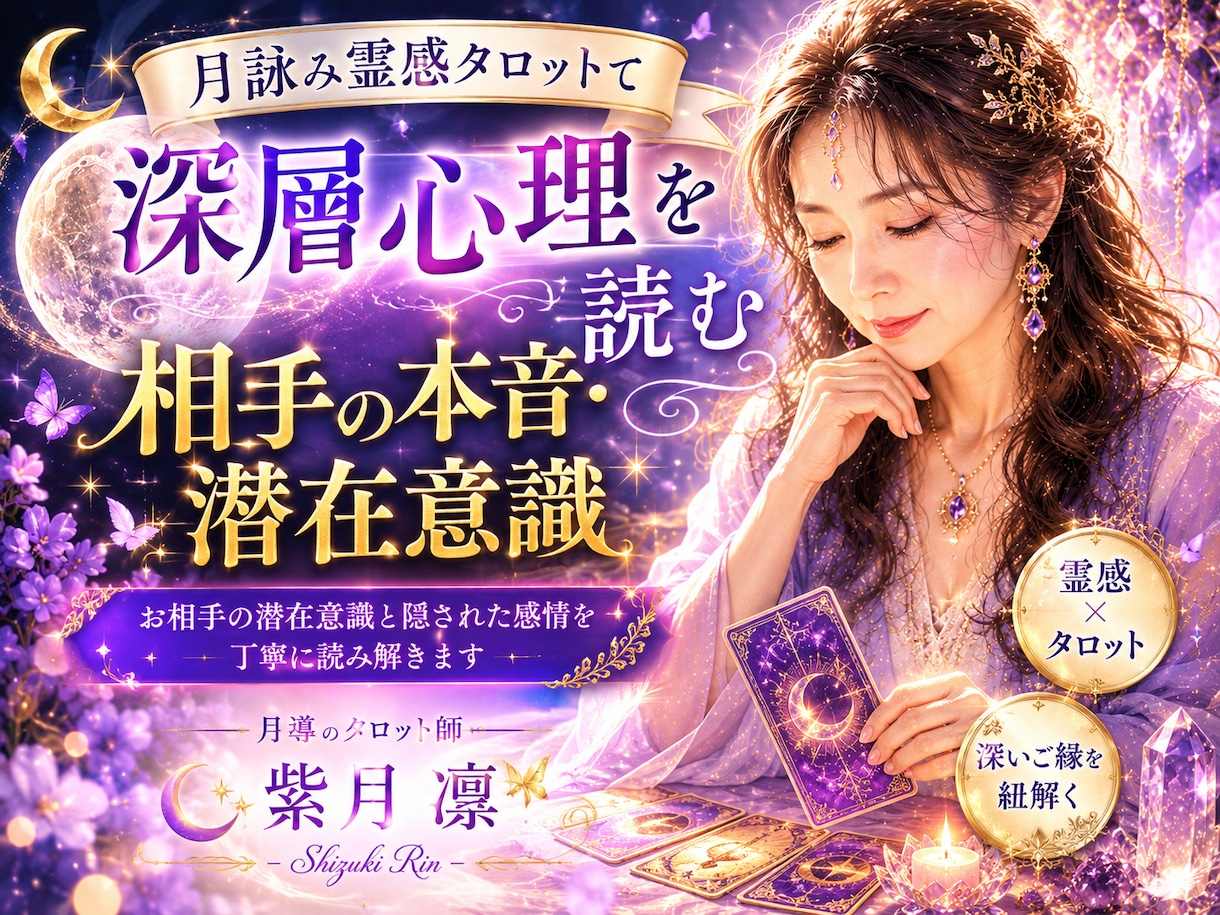 月詠み霊感タロットで深層心理を読みます お相手の潜在意識と隠された感情を丁寧に読み解く イメージ1